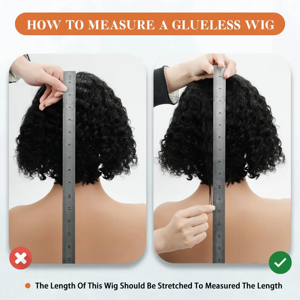 Short Bob Glueless Wigs Deep Wave Glueless Human Hair Ready To Wear 180% Pre Cut Lace 4x4 13x4 Black Culry Lace Front Human Hair