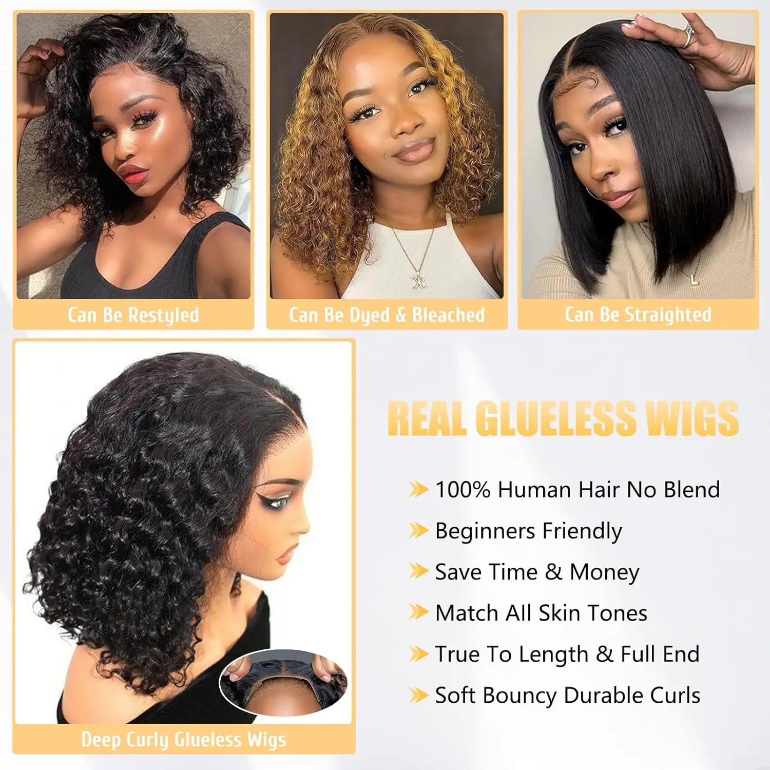 Short Bob Glueless Wigs Deep Wave Glueless Human Hair Ready To Wear 180% Pre Cut Lace 4x4 13x4 Black Culry Lace Front Human Hair Short Bob Glueless Wigs Deep Wave Glueless Human Hair Ready To Wear 180% Pre Cut Lace 4x4 13x4 Black Culry Lace Front Human Hair