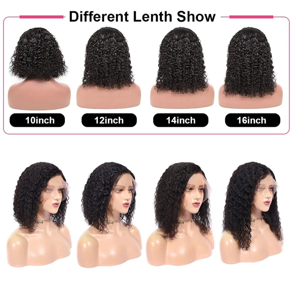 Short Bob Glueless Wigs Deep Wave Glueless Human Hair Ready To Wear 180% Pre Cut Lace 4x4 13x4 Black Culry Lace Front Human Hair