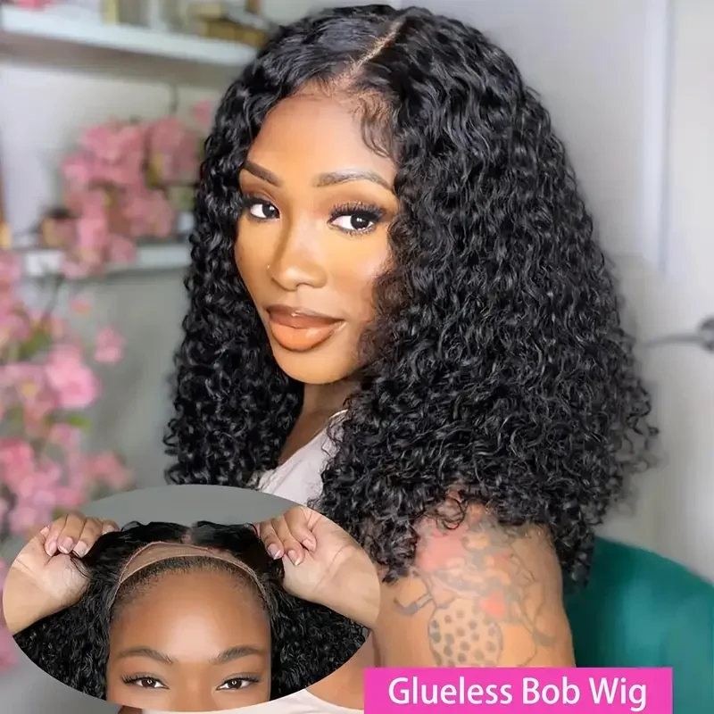Short Bob Glueless Wigs Deep Wave Glueless Human Hair Ready To Wear 180% Pre Cut Lace 4x4 13x4 Black Culry Lace Front Human Hair Short Bob Glueless Wigs Deep Wave Glueless Human Hair Ready To Wear 180% Pre Cut Lace 4x4 13x4 Black Culry Lace Front Human Hair