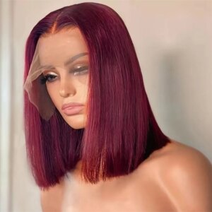 Burgundy Short Bob Wig 13x4 Human Hair Lace Front
