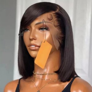 Bob Wig 13x4 Lace Front Human Hair Bone Straight Wigs