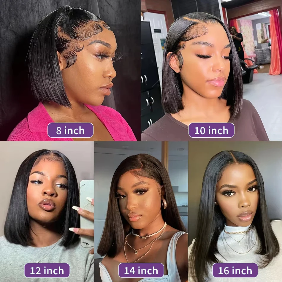 Straight Short Bob Wigs 13x4 Human Hair Lace Frontal Wigs 200% Remy Pre Plucked Transparent Lace 4x4 Short Bob Wigs For Women Straight Short Bob Wigs 13x4 Human Hair Lace Frontal Wigs 200% Remy Pre Plucked Transparent Lace 4x4 Short Bob Wigs For Women