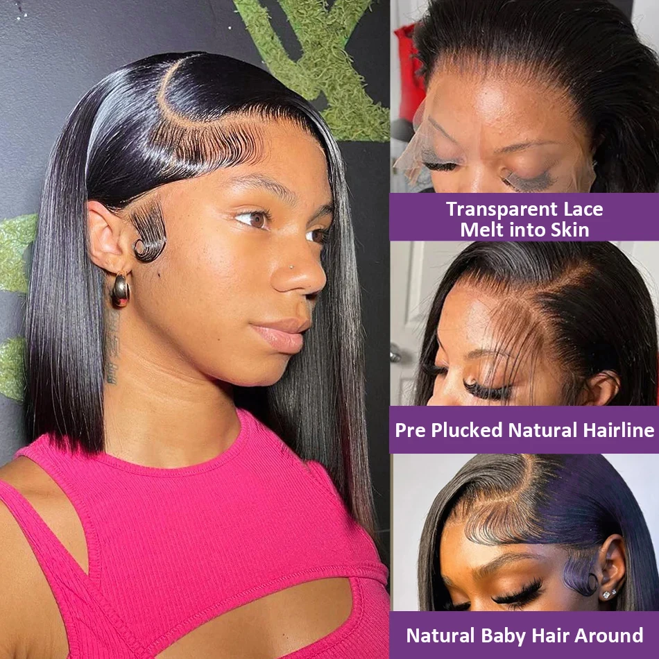 Straight Short Bob Wigs 13x4 Human Hair Lace Frontal Wigs 200% Remy Pre Plucked Transparent Lace 4x4 Short Bob Wigs For Women Straight Short Bob Wigs 13x4 Human Hair Lace Frontal Wigs 200% Remy Pre Plucked Transparent Lace 4x4 Short Bob Wigs For Women