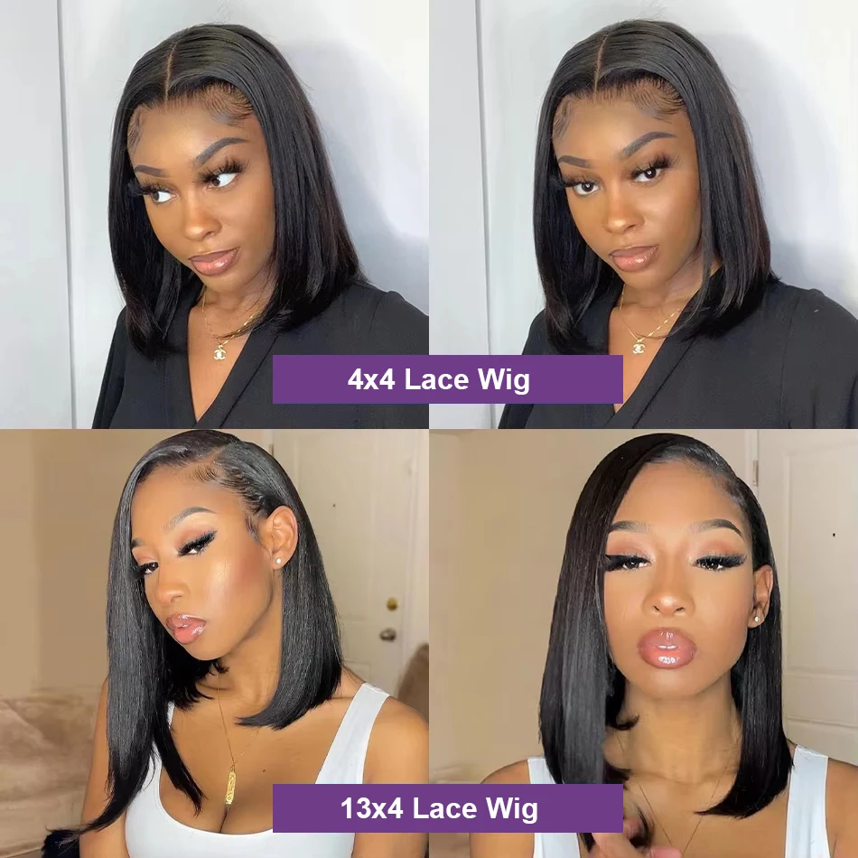 Straight Short Bob Wigs 13x4 Human Hair Lace Frontal Wigs 200% Remy Pre Plucked Transparent Lace 4x4 Short Bob Wigs For Women Straight Short Bob Wigs 13x4 Human Hair Lace Frontal Wigs 200% Remy Pre Plucked Transparent Lace 4x4 Short Bob Wigs For Women