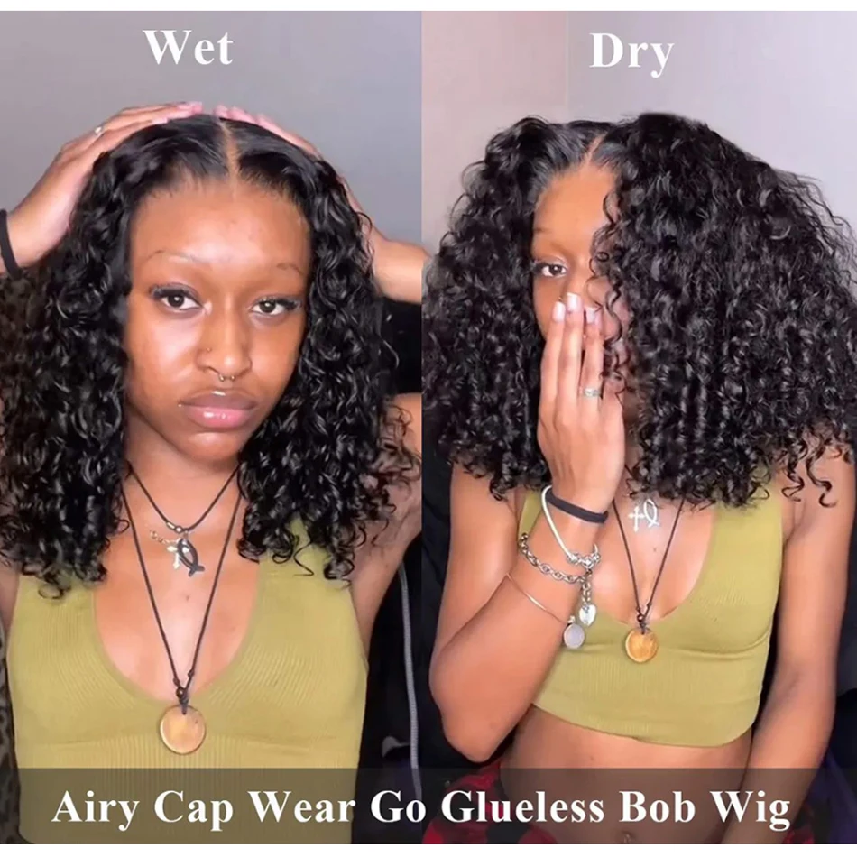 12A Brazilian Loose Water Wave Wet And Wavy Lace Frontal Human Hair Wigs HD Transparent Curly Bob Glueless Wigs For Black Women