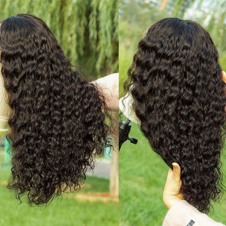 12A Brazilian Loose Water Wave Wet And Wavy Lace Frontal Human Hair Wigs HD Transparent Curly Bob Glueless Wigs For Black Women