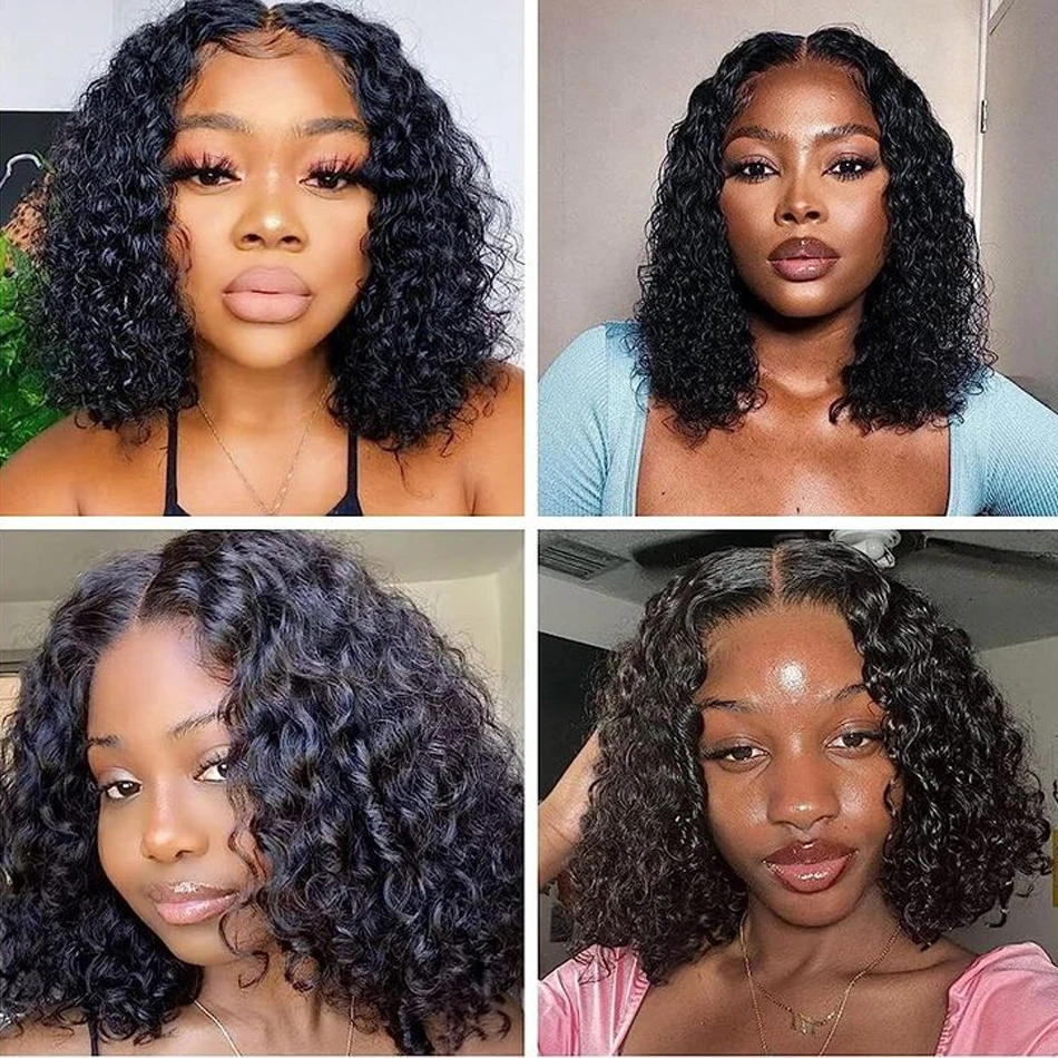 12A Brazilian Loose Water Wave Wet And Wavy Lace Frontal Human Hair Wigs HD Transparent Curly Bob Glueless Wigs For Black Women
