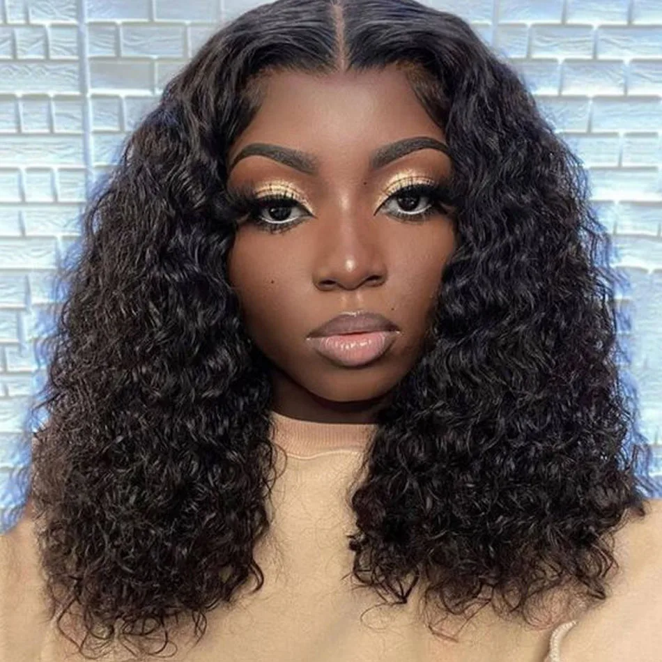 12A Brazilian Loose Water Wave Wet And Wavy Lace Frontal Human Hair Wigs HD Transparent Curly Bob Glueless Wigs For Black Women