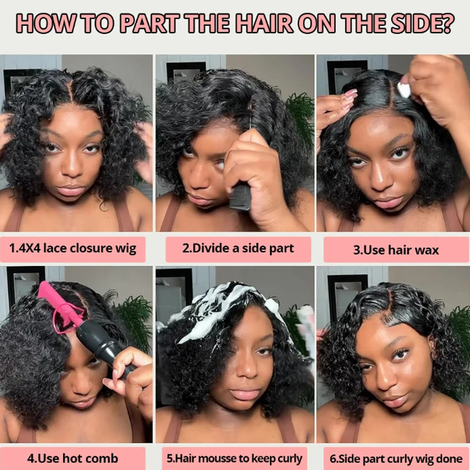 12A Brazilian Loose Water Wave Wet And Wavy Lace Frontal Human Hair Wigs HD Transparent Curly Bob Glueless Wigs For Black Women