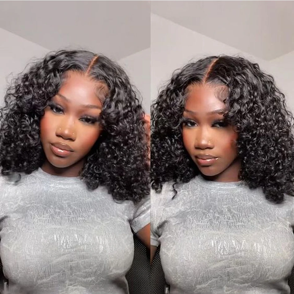 12A Brazilian Loose Water Wave Wet And Wavy Lace Frontal Human Hair Wigs HD Transparent Curly Bob Glueless Wigs For Black Women