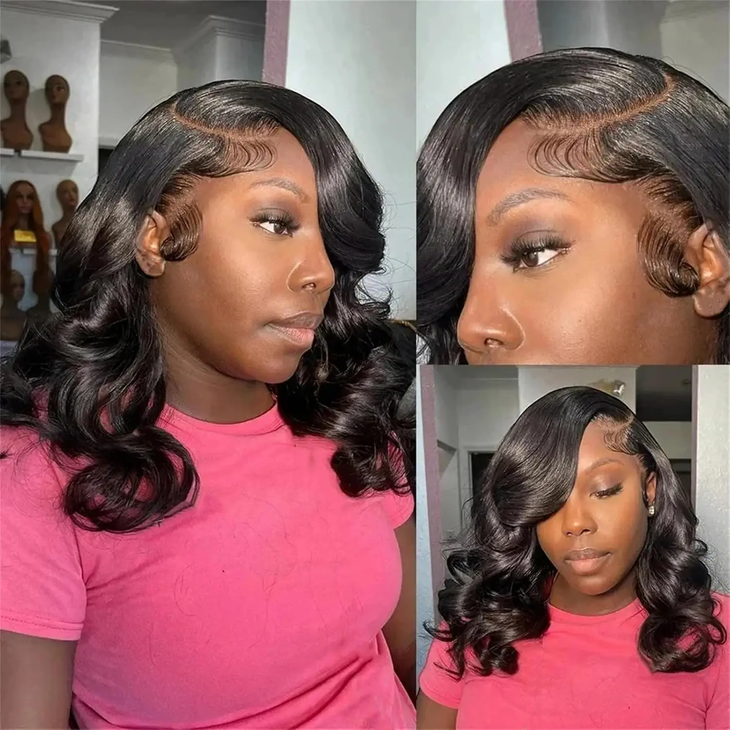 Brazilian Body Wave Short Bob Wig 13x4 Lace Frontal 4x4 Closure Human Hair Wig 200 Density For Women With Natural Wave Bob Wigs