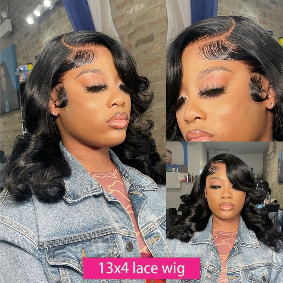 Brazilian Body Wave Short Bob Wig 13x4 Lace Frontal 4x4 Closure Human Hair Wig 200 Density For Women With Natural Wave Bob Wigs