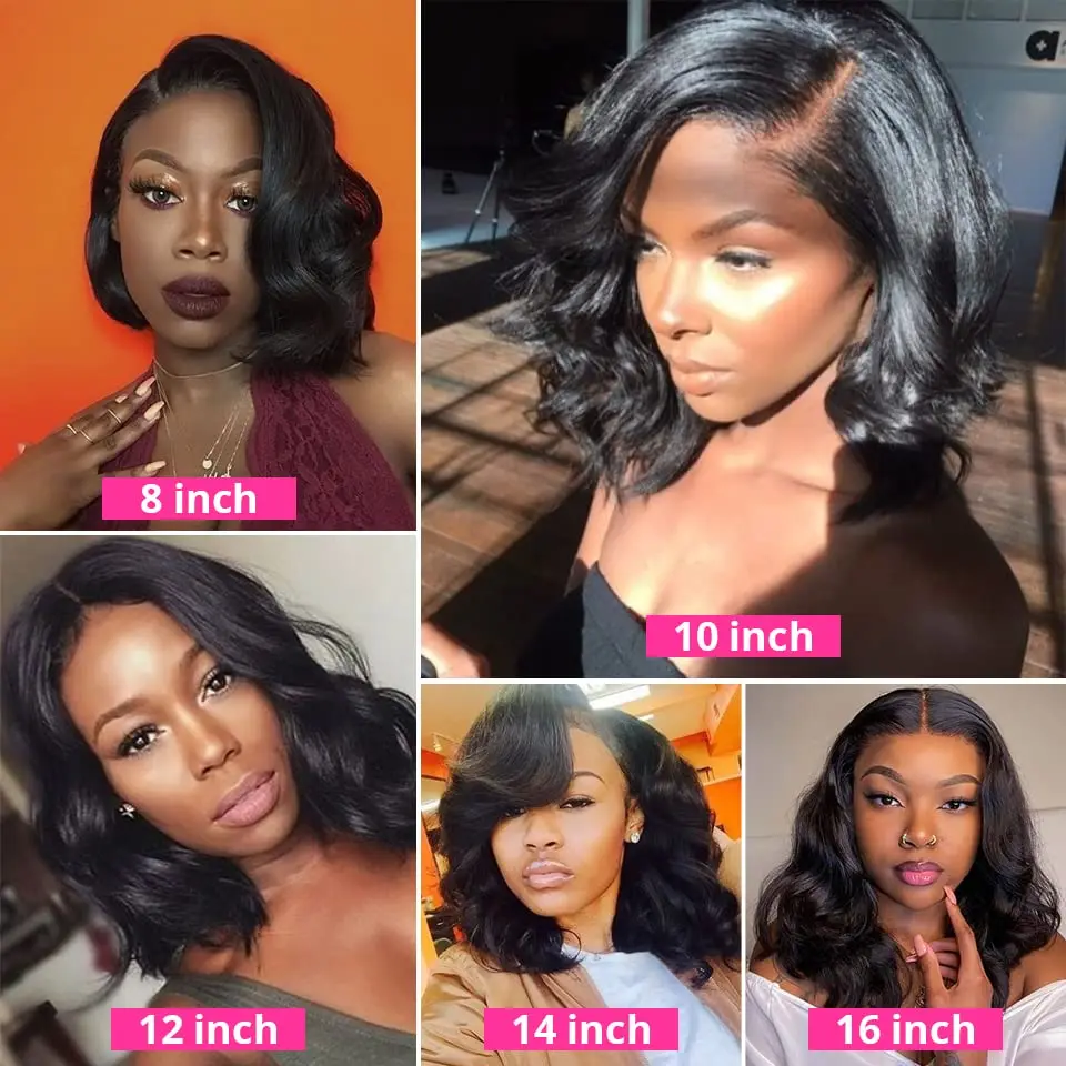 Brazilian Body Wave Short Bob Wig 13x4 Lace Frontal 4x4 Closure Human Hair Wig 200 Density For Women With Natural Wave Bob Wigs