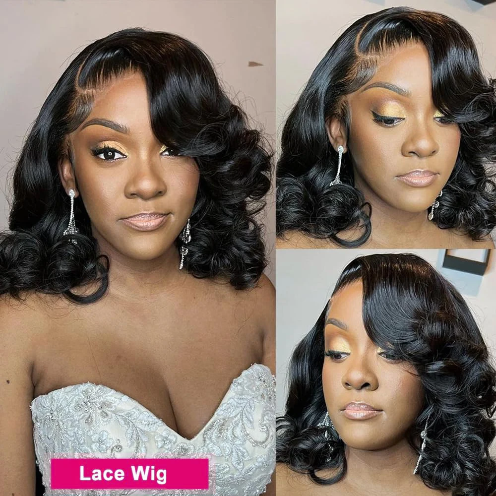 Brazilian Body Wave Short Bob Wig 13x4 Lace Frontal 4x4 Closure Human Hair Wig 200 Density For Women With Natural Wave Bob Wigs