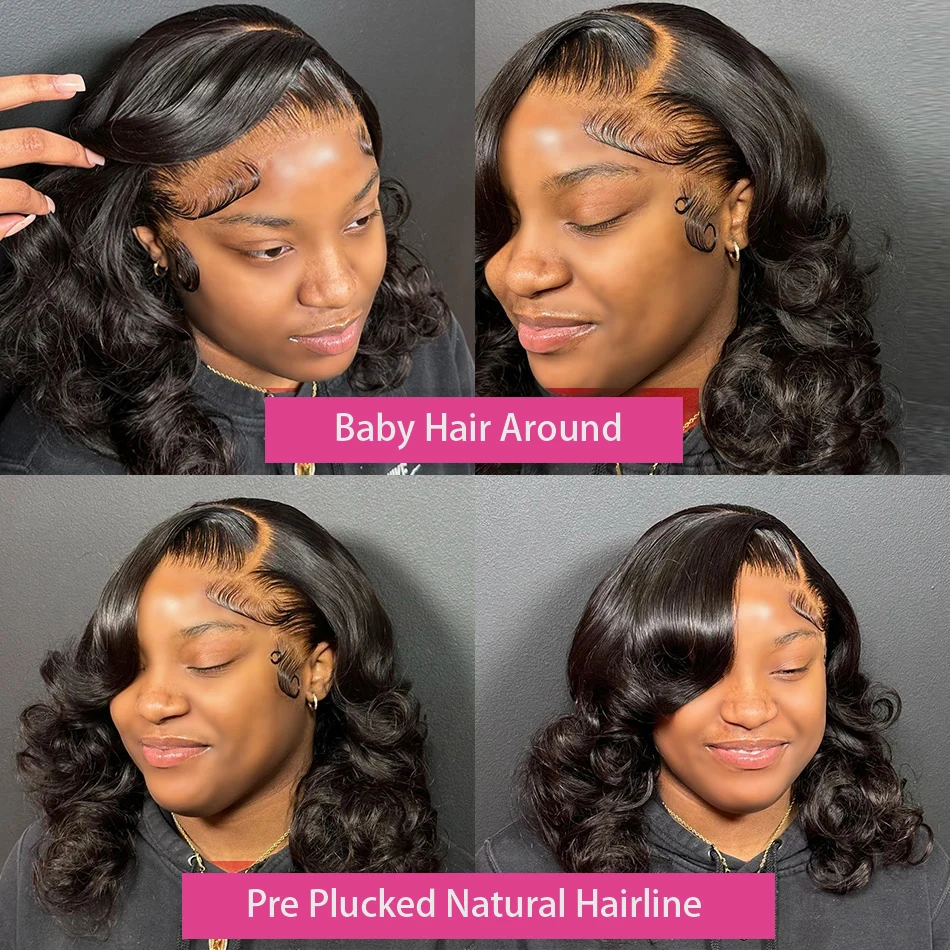 Brazilian Body Wave Short Bob Wig 13x4 Lace Frontal 4x4 Closure Human Hair Wig 200 Density For Women With Natural Wave Bob Wigs