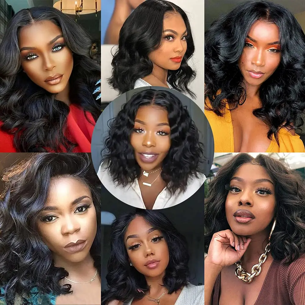 Brazilian Body Wave Short Bob Wig 13x4 Lace Frontal 4x4 Closure Human Hair Wig 200 Density For Women With Natural Wave Bob Wigs
