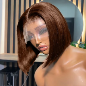 Brazilian Short Bob Transparent Lace Front Human Hair Wig